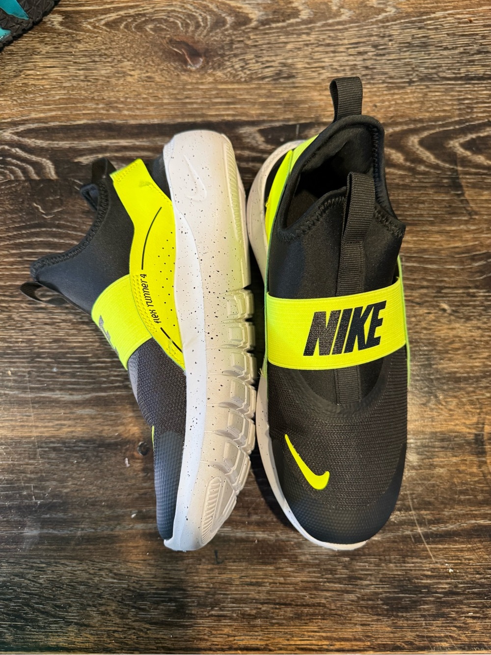 Nike Kids Slip-On Sneakers in Black and Neon Yellow
